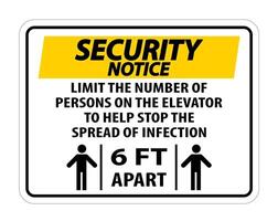 Security Notice Elevator Physical Distancing Sign vector