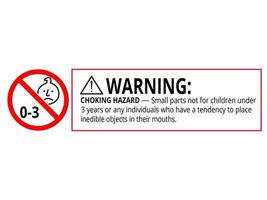 Warning Choking hazard small parts No for infant 3 years forbidden sign vector