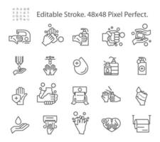 Cleaning and Disinfection Related Vector Line Icons