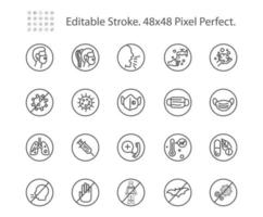 Coronavirus covid 19 Related Vector Line Icons