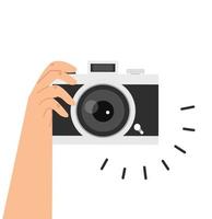 Hands Holding Camera Flat Design vector