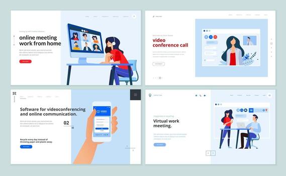 Plantilla de diseño de páginas web de videollamadas. vector