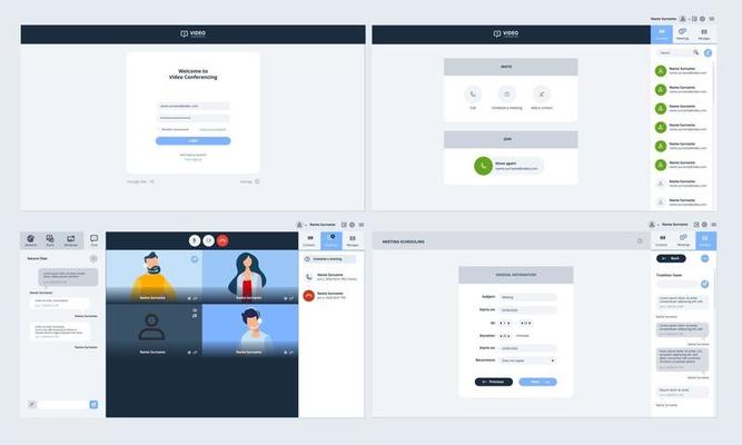 Web pages design template of video calling