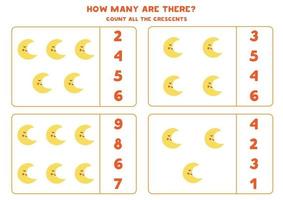 Counting game with cute moon Math worksheet vector