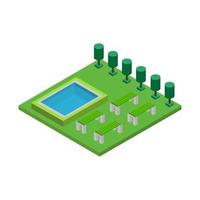 Isometric Swimming Pool On White Background vector