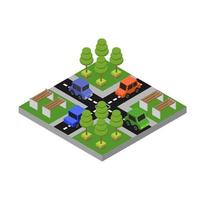 Isometric Road Crossing On White Background vector