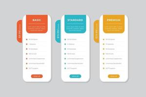 Pricing Table  Vector Design