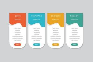 Pricing Table  Vector Design