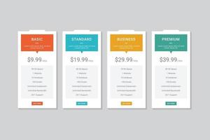 Pricing Table  Vector Design