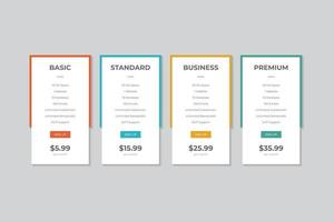 Pricing Table  Vector Design