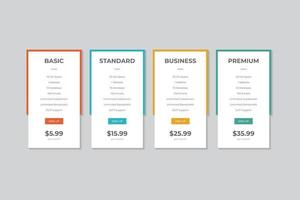 Pricing Table  Vector Design