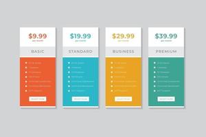 Pricing Table  Vector Design