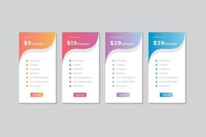 Pricing Table  Vector Design