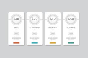 Pricing Table  Vector Design