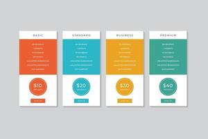 Pricing Table  Vector Design