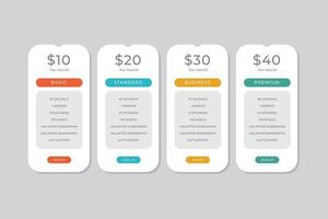 Pricing Table  Vector Design