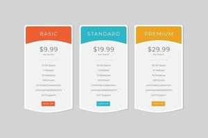 Pricing Table  Vector Design