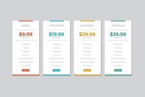 Pricing Table  Vector Design