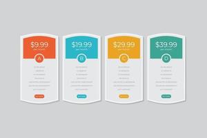 Pricing Table  Vector Design