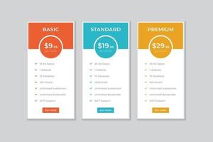 Pricing Table  Vector Design