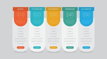 Pricing Table  Vector Design