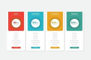 Pricing Table  Vector Design