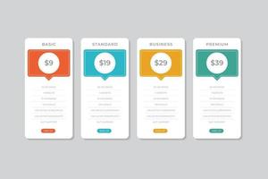 Pricing Table  Vector Design