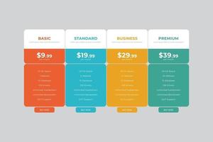 Pricing Table  Vector Design