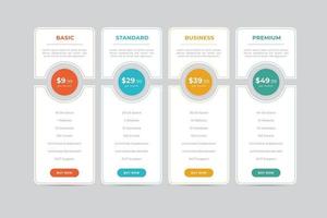 Pricing Table  Vector Design