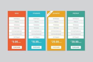 Pricing Table  Vector Design