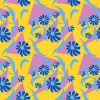 Folk floral art pattern  Flowers abstract surface design  Seamless pattern vector