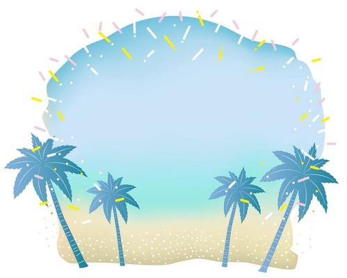 Tropical Beach Background With Palm Trees And Text Space Isolated On A White Background