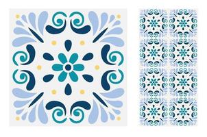 vintage tiles patterns antique seamless vector