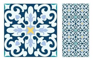 vintage tiles patterns antique seamless design vector