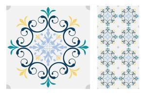 vintage tiles patterns antique seamless design vector