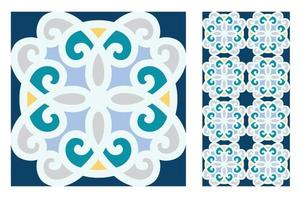 vintage tiles patterns antique seamless design vector