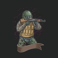 soldier full armor combat illustration vector