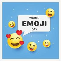 World emoji day greeting card and background template Hand drawn Flat design Vector illustration