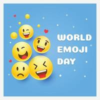 World emoji day greeting card and background template Hand drawn Flat design Vector illustration