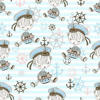 Seamless pattern with cute sailor boys Vector