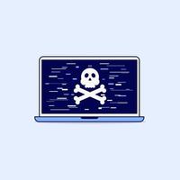 Laptop with skull on the screen line icon design vector