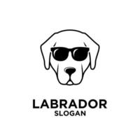 labrador retriever perro cabeza usa gafas de sol logo icono diseño vector