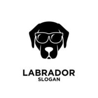 labrador retriever perro cabeza usa gafas de sol logo icono diseño vector