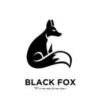 Logo design of black fox silhouette animal mascot logo template vector illustration