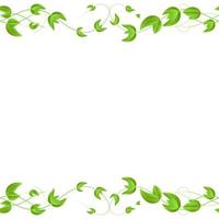 Vector horizontal seamless border with green wicker ivy sprouts and leaves