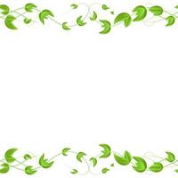 Vector horizontal seamless border with green wicker ivy sprouts and leaves