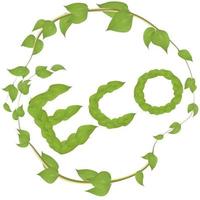Round frame made of branches with leaves with Eco word for decoration vector
