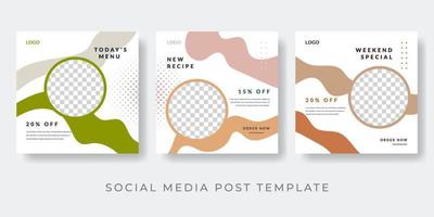 Food menu banner social media post. Editable social media templates for promotions vector