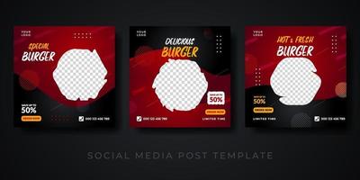 Burger menu restaurant promotion social media banner template vector