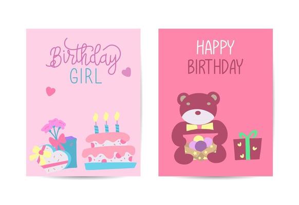 Two different greeting card. Happy birthday celebration